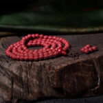 Buddha Stones 108 Mala Beads Cinnabar Om Mani Padme Hum Pattern Engraved Blessing Bracelet Mala Bracelet BS 3