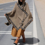 Buddha Stones Tibetan Shawl Border Small Floral Flower Hooded Cloak Winter Cozy Travel Scarf Wrap Tibetan Shawl BS 42