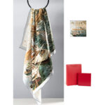 Buddha Stones Jungle Oil Painting Auspicious Clouds 100% Mulberry Silk Scarf Premium Grade 6A Double-sided Silk Neck Scarf Silk Shawl BS Oil Painting World(Girl And Ship)