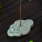 Buddha Stones Mini Auspicious Clouds Design Healing Stick Ceramic Small Incense Burner Decoration Incense Burner BS Auspicious Cloud 6*4*0.5cm Green