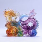 Buddha Stones Year of the Dragon Handmade Dragon Playing With Pearl Ingot Liuli Crystal Art Piece Protection Home Office Decoration Decorations BS 1