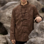 Buddha Stones Bamboo Leaves Clothing Chinese Tang Suit Jacket Coat Men Clothing Clothes BS 12