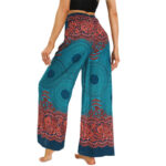 Buddha Stones Bohemian Compass Flower Print Lace-up Wide Leg Pants Women's Yoga Pants Women's Wide Leg Pants BS 2