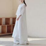 Buddha Stones Bamboo Cheongsam Dress Midi Dress Wide Leg Pants Meditation Spiritual Zen Practice Clothing Women's Meditation Cloth BS 3