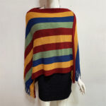 Buddha Stones Tibetan Colorful Striped Design Shawl Tassels Pullover Winter Cozy Travel Scarf Wrap Tibetan Shawl BS 15