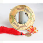 Buddha Stones Feng Shui Bagua Map Copper Coin Chinese Knotting Balance Energy Map Bagua Map BS 19cm Four Seasons Bagua Map Convex Mirror