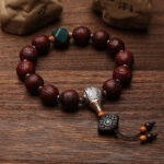 Buddha Stones Tibetan Bodhi Seed Agate Bead Luck Wealth Tassel Charm Wrist Mala Wrist Mala BS 3