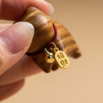 Buddha Stones Ebony Wood Green Sandalwood Lucky Cat Fu Character Lucky Fortune Bell Balance Car Hanging Decoration Car Hanging Decoration BS 13