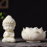 Buddha Stones Mini Ivory Fruit Tathagata Buddha Lotus Kwan Yin Avalokitesvara Manjusri Samantabhadra Serenity Desk Decoration Decorations BS 1