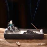 Buddha Stones Mountains Flowing Water Ceramic Blessing Backflow Incense Burner Incense Burner BS 2