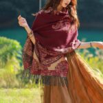Buddha Stones Tibetan Vine Leaves Pattern Design Shawl Cozy Travel Scarf Wrap Tibetan Shawl BS 8