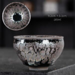 Buddha Stones Handmade Cherry Blossoms Sakura Design Chinese Jianzhan Ceramic Teacup Kung Fu Tea Cup Jian Zhan Tea Cup BS 9.2cm*6.1cm*185ml