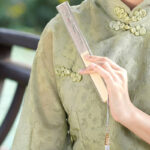 Buddha Stones Jasmine Flowers Handheld Bamboo Folding Fan Folding Fan BS 4
