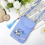 Buddha Stones Small Embroidered Flowers Crossbody Bag Shoulder Bag Double Layer Cellphone Bag Crossbody Bag BS 42