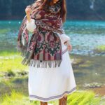 Buddha Stones Tibetan Flowers Leaves Branch Design Tassel Shawl Cozy Travel Scarf Wrap Tibetan Shawl BS 19