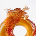 Buddha Stones Year of the Dragon Handmade Chinese Zodiac Yellow Dragon Liuli Crystal Art Piece Protection Home Office Decoration Decorations BS 6