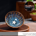 Buddha Stones Lotus Peacock Dragon Phoenix Koi Fish Ceramic Teacup Gold Silver Inlaid Tea Cups 120ml Cup BS Silver Lotus Flower