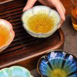 Buddha Stones 6Pcs Plum Blossom Petal Pattern Chinese Jianzhan Kiln Change Ceramic Teacup Kung Fu Tea Cup Bowl With Gift Box Jian Zhan Tea Cup BS 4
