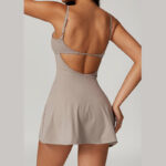Buddha Stones Solid Backless Tennis Yoga Women Sports Dress Sports Dress BS 25