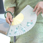 Buddha Stones Jasmine Flowers Handheld Bamboo Folding Fan Folding Fan BS 8