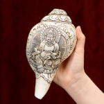 Buddha Stones Tibetan Handmade Engraved Shankha Buddha Avalokitesvara Conch Shell Wealth Decoration Decorations BS 6