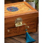 Buddha Stones Antique Handmade Rosewood Jewelry Storage Box Lockable Large Double Layer Flower Wooden Gift Organizer Box Jewelry Storage Box BS 7