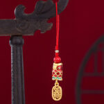 Buddha Stones Koi Fish Cinnabar Attracting Wealth Wish Ruyi Charm Luck Phone Hanging Decoration Phone Hanging Decoration BS 17