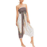 Buddha Stones Two Style Wear Peacock Feather Loose Smocked Harem Trousers Jumpsuit High Waist Pants Harem Pants BS 4