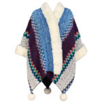 Buddha Stones Tibetan Multicolored Striped Shawl Winter Cozy Travel Scarf Wrap Tibetan Shawl BS Blue Brown Beige