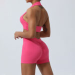 Buddha Stones 2Pcs Workout Sleeveless Backless Top Shorts Flared Pants Sports Fitness Yoga Outfit Set 2-Piece Outfit BS 12
