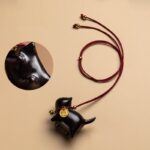 Buddha Stones Ebony Wood Green Sandalwood Lucky Cat Fu Character Lucky Fortune Bell Balance Car Hanging Decoration Car Hanging Decoration BS 6
