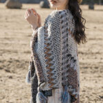 Buddha Stones Tibetan Shawl Gray Brown Striped Knitted Tassels Winter Cozy Travel Scarf Wrap Tibetan Shawl BS 3