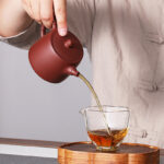 Buddha Stones Handmade Vintage Bamboo Purple Clay Kung Fu Teapot Teapot BS 10