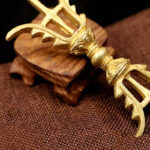Buddha Stones Handmade Nepal Five Prong Three Prong Vajra Dorje Strength Copper Decoration Dorje BS 14