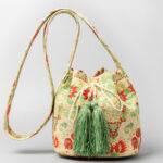 Buddha Stones Colorful Geometry Flowers Print Canvas Bucket Crossbody Bag Shoulder Bag Crossbody Bag BS Yellow Green 23*16*23cm