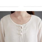 Buddha Stones 2Pcs Frog-Button Long Sleeve Shirt Wide Leg Pants Meditation Cotton Linen Clothing Women's Meditation Cloth BS 9