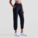 Buddha Stones High Waist Fitness Yoga Sports Jogger Track Pants With Pockets Sweatpants Track Pants BS Navy Black XL(Waist 80cm/Hips 114cm/Length 95.5cm)