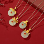 Buddha Stones 925 Sterling Silver Hetian Jade Chinese Zodiac Year of the Dragon Red Agate Luck Protection Necklace Pendant (Extra 30% Off | USE CODE: FS30) Necklaces & Pendants BS 1