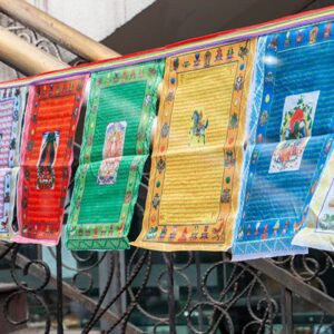 Buddha Stones Tibetan 5 Colors Windhorse Buddha Tara Scriptures Healing Auspicious Outdoor Prayer Flag TIBETAN PRAYER FLAGS buddhastoneshop 3.5m