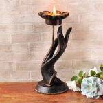 Buddha Stones Hand Pattern Wood Candlestick Home Candle Holder Decoration Candle Holder BS 15