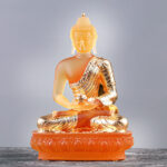 Buddha Stones Buddha Handmade Figurine Liuli Art Piece Serenity Statue Home Offering Decoration Decorations BS Gold Buddha
