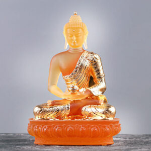 Buddha Stones Buddha Handmade Figurine Liuli Art Piece Serenity Statue Home Offering Decoration Decorations BS Gold Buddha