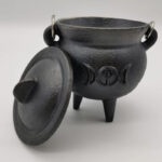 Buddha Stones Cast Iron Cauldron Prayer Altar Burning Holder Incense Sage Smudging Rituals Use Items Prayer Altar BS Medium Triple Moon Goddess 13*11.5cm