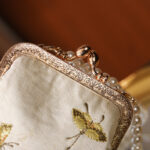 Buddha Stones Small Flowers Butterfly Embroidered Pearl Metal Chain Shoulder Bag Crossbody Handbag Cellphone Bag Crossbody Bag BS 5