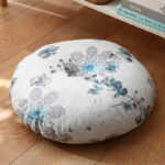 Buddha Stones Lotus Simple Pattern Linen Meditation Seat Cushion Home Living Room Decoration Decorations buddhastoneshop Detachable 40cm*10cm AliceBlue