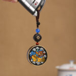 Buddha Stones PiXiu Copper Coin Ebony Wood Luck Attract Wealth Key Chain Decoration Key Chain BS PiXiu(Wealth♥Luck)