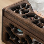 Buddha Stones Retro Wooden Tissue Box Engraved Wooden Tissue Holder Wipes Boxes Decoration Decorations BS 7