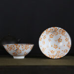 Buddha Stones Flowers Fu Character Mountains Lotus Cherry Blossoms Ceramic Teacup Kung Fu Tea Cup Cup BS Orange Cherry Blossoms 8.5cm*4cm*90ml