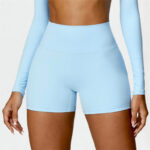 Buddha Stones Gym Sports Yoga Backless Bra Crop Tank Top Shorts 2-Piece Outfit BS Blue Shorts US8/10/XL