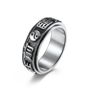 Letter Words Balance Calm Titanium Steel Rotatable Ring (Extra 30% Off | USE CODE: FS30) Rings BS main